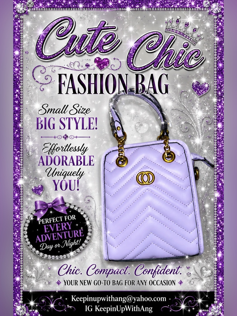 Cute Chic Lavender Quilted Fashion Top-Handle Bag